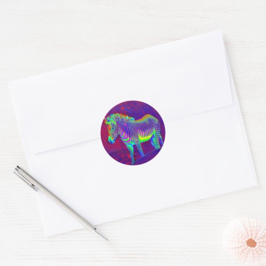 psychedelic zebra ronde sticker (Envelop)
