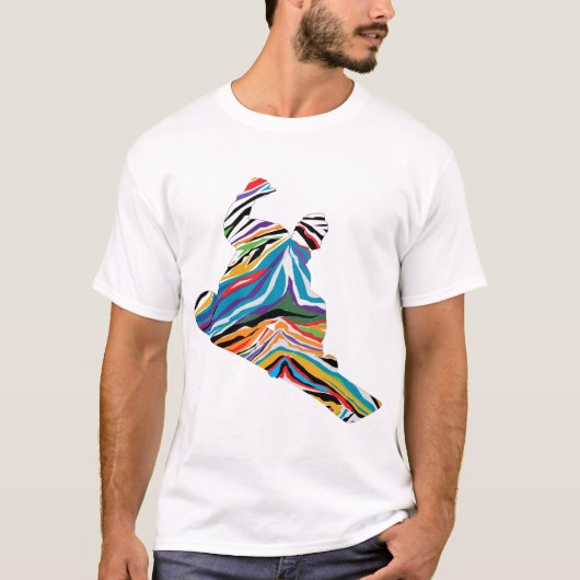 Psychedelic-Zebra-Snowboarder T-shirt (Voorkant)