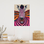 Psychedelic Zebra Stripes – Pop Art Safari Poster (Keuken)