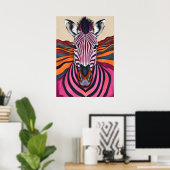 Psychedelic Zebra Stripes – Pop Art Safari Poster (Thuiskantoor)