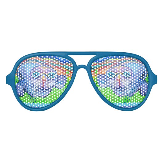 Psychedelic Zee Lion - Acrylverf Aviator Zonnebril (Voorkant)