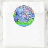 Psychedelic Zee Lion - Acrylverf Ronde Sticker (Tas)