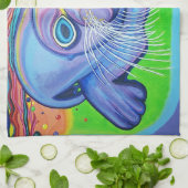 Psychedelic Zee Lion - Acrylverf Theedoek (Gevouwen)