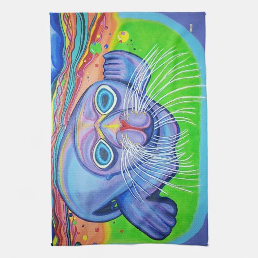 Psychedelic Zee Lion - Acrylverf Theedoek (Verticaal)