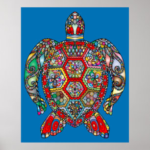 Psychedelic Zee Turtle Art Poster