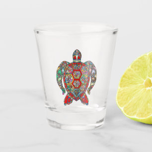 Psychedelic Zee Turtle Art Shot Glass Glas