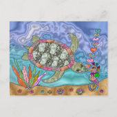 Psychedelic Zee Turtle Seahorse Art Briefkaart (Voorkant)
