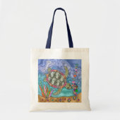 Psychedelic Zee Turtle Seahorse Art Canvas tas (Voorkant)