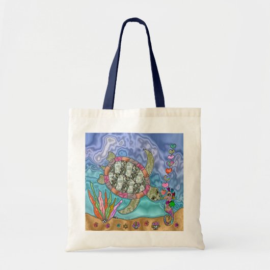 Psychedelic Zee Turtle Seahorse Art Canvas tas (Voorkant)