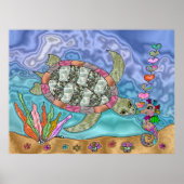 Psychedelic Zee Turtle Seahorse Art Poster (Voorkant)