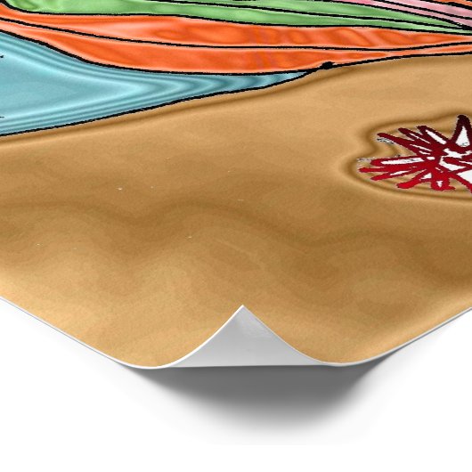 Psychedelic Zee Turtle Seahorse Art Poster (Hoek)