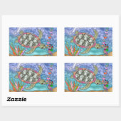 Psychedelic Zee Turtle Seahorse Art Rechthoekige Sticker (Vel)