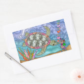 Psychedelic Zee Turtle Seahorse Art Rechthoekige Sticker (Envelop)