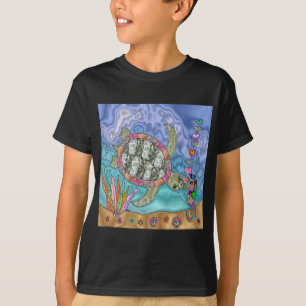 Psychedelic Zee Turtle Seahorse Art T-shirt