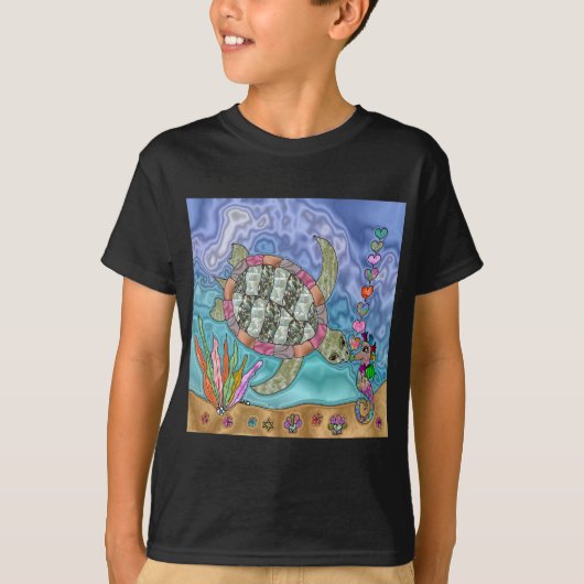 Psychedelic Zee Turtle Seahorse Art T-shirt (Voorkant)