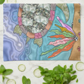 Psychedelic Zee Turtle Seahorse Art Theedoek (Gevouwen)