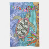 Psychedelic Zee Turtle Seahorse Art Theedoek (Verticaal)