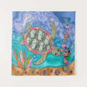 Psychedelic Zee Turtle Seahorse Art Wandkleed (Voorkant)