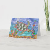 Psychedelic Zee Turtle Seahorse Kiss Art Kaart (Voorkant)