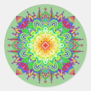 Psychedelic Zen Mandala Abstracte Art Classic Roun Ronde Sticker