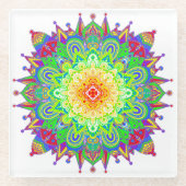 Psychedelic Zen Mandala Abstracte kunst Glazen Onderzetter (Voorkant)