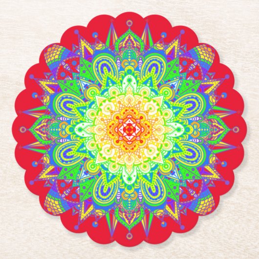 Psychedelic Zen Mandala Abstracte kunst Kartonnen Onderzetters (Voorkant)