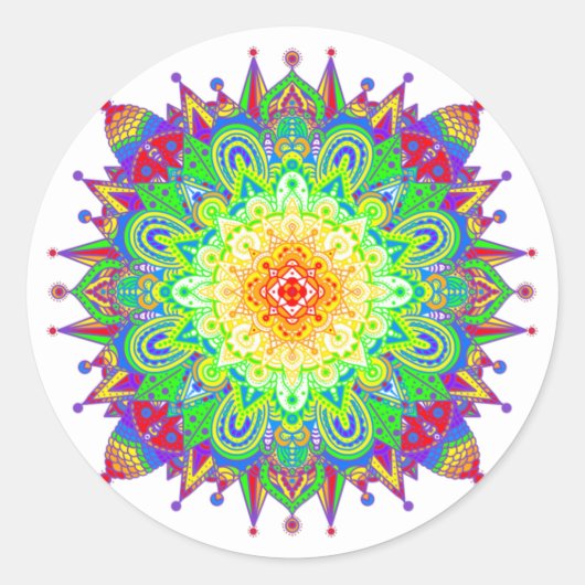 Psychedelic Zen Mandala Abstracte kunst Ronde Sticker (Voorkant)