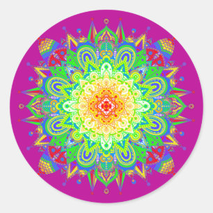 Psychedelic Zen Mandala Abstracte kunst Ronde Sticker