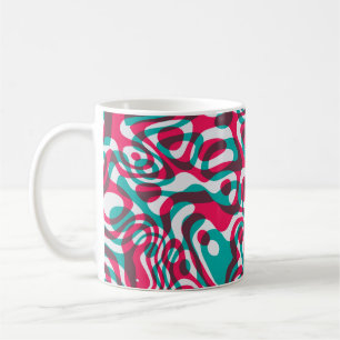 Psychedelic zuur naadloze funky achtergrond. koffiemok