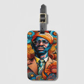 Psychedelica Abstract Afro-Amerikaans Man Bagagelabel (Voorkant (verticaal))