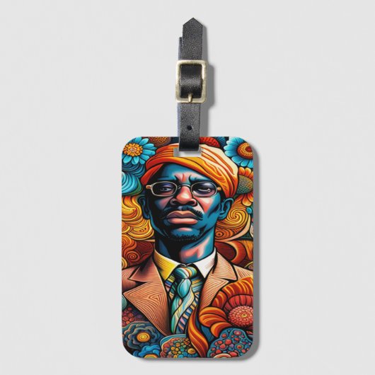 Psychedelica Abstract Afro-Amerikaans Man Bagagelabel (Voorkant (verticaal))