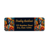 Psychedelica Abstract Afro-Amerikaans Man Etiket (Voorkant)