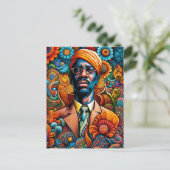 Psychedelica Abstracte Afro-Amerikaanse Man Briefkaart (Staand voorkant)