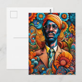 Psychedelica Abstracte Afro-Amerikaanse Man Briefkaart (Voorkant / Achterkant)