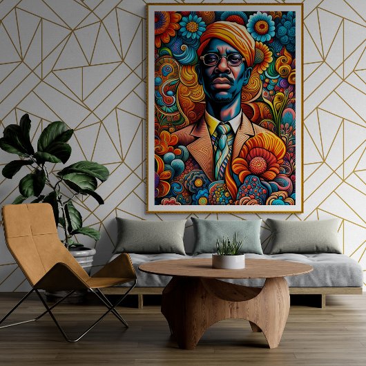 Psychedelica Abstracte Afro-Amerikaanse Man Poster