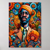 Psychedelica Abstracte Afro-Amerikaanse Man Poster (Voorkant)