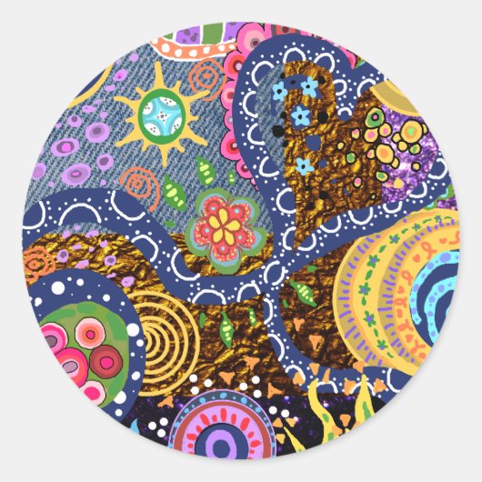 Psychedelisch abstracte patroon ronde sticker (Voorkant)