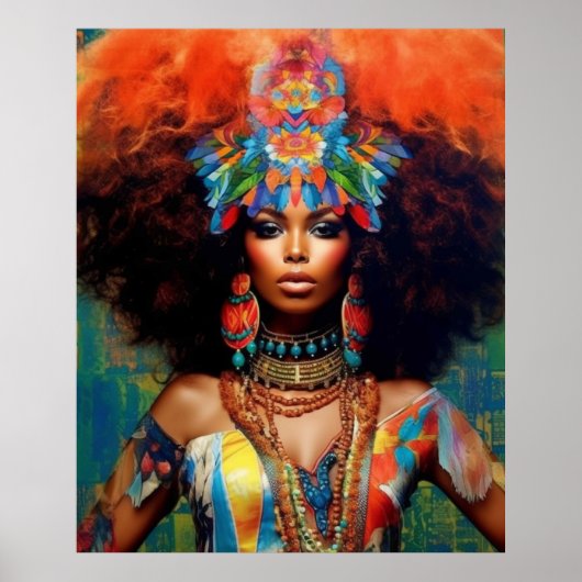 Psychedelisch Afrikaans-Amerikaans Vibrant Poster (Voorkant)