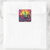 Psychedelisch beeld van Liberty Square Sticker (Tas)
