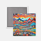 Psychedelisch berglandschap 1 magneet (Voorkant / Achterkant)
