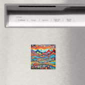 Psychedelisch berglandschap 1 magneet (Insitu (Vaatwasser))