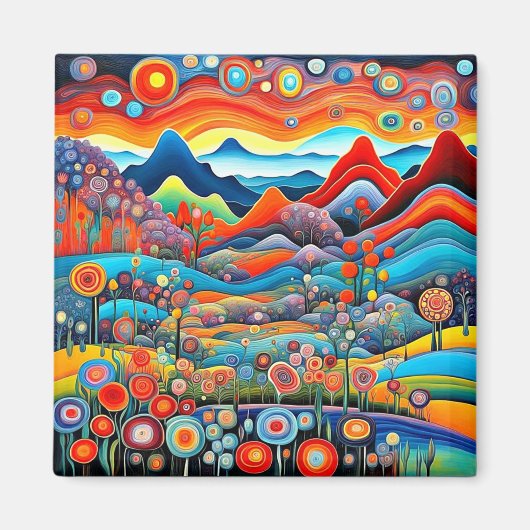 Psychedelisch berglandschap 1 magneet (Voorkant)