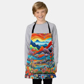 Psychedelisch berglandschap 1 schort (Gedragen)