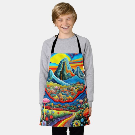 Psychedelisch berglandschap 2 schort (Gedragen)