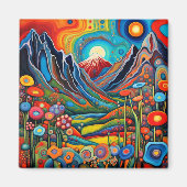 Psychedelisch berglandschap 4 magneet (Voorkant)