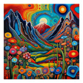 Psychedelisch berglandschap 4 perfect poster (Voorkant)