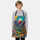 Psychedelisch berglandschap 4 schort (Gedragen)