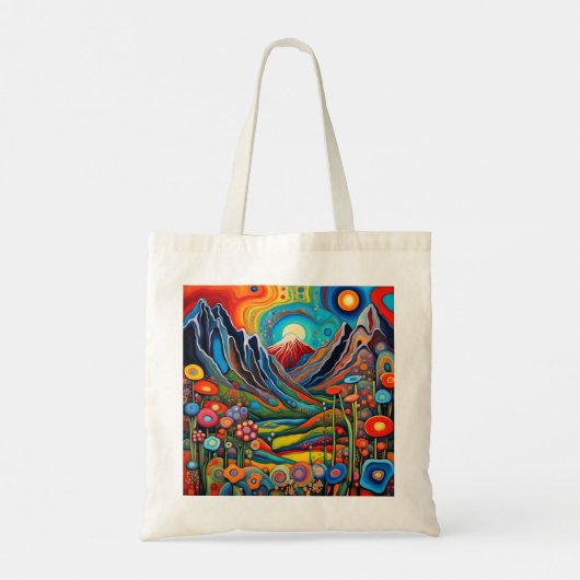 Psychedelisch berglandschap 4 tote bag (Achterkant)