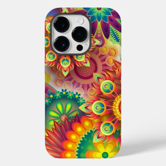 Psychedelisch bloemenpatroon Case-Mate iPhone case (Achterkant)