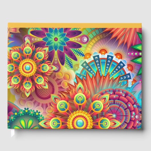 Psychedelisch bloemenpatroon gastenboek (Voorkant)
